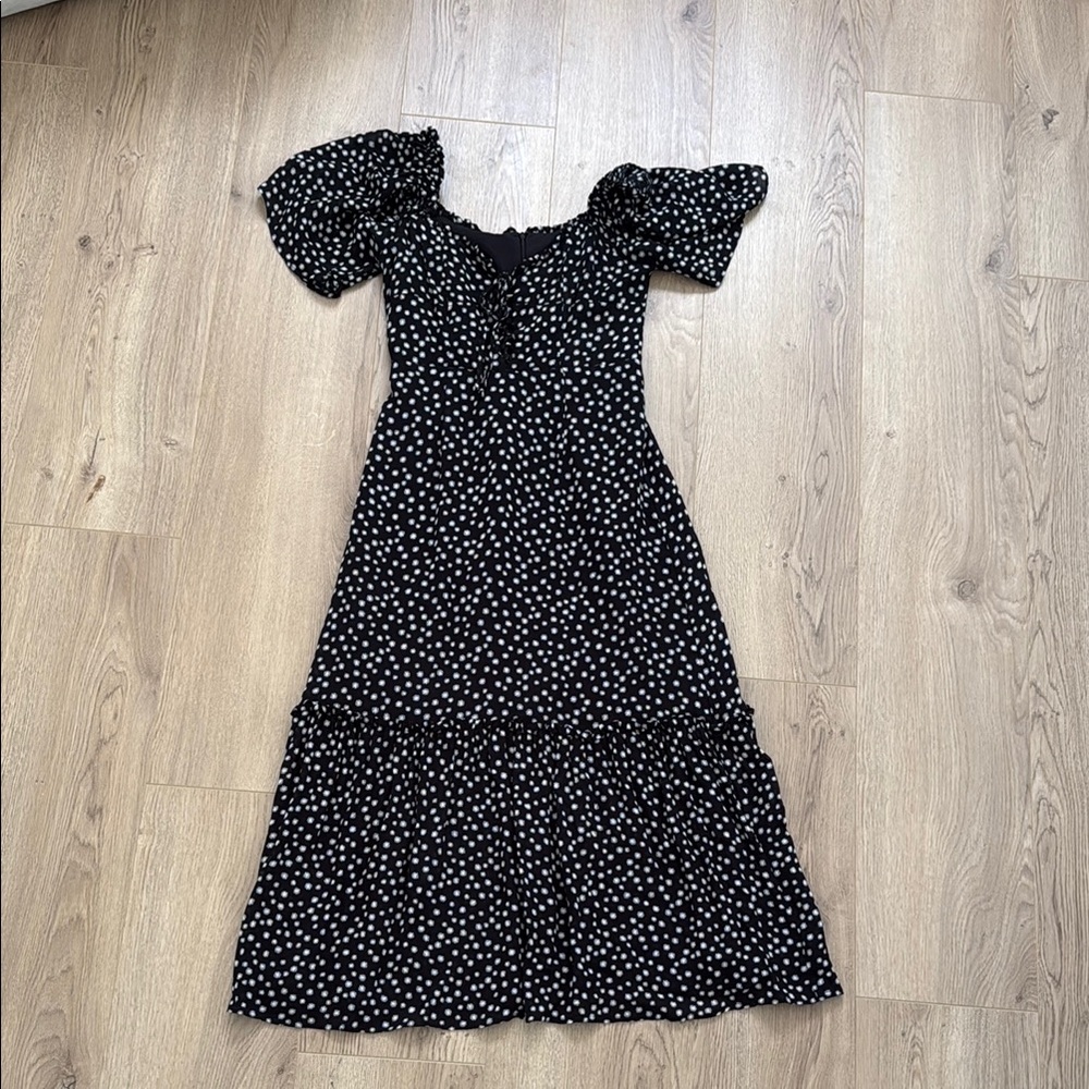 Elegant Black and White Floral Dress